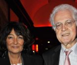Lionel Jospin et Sylviane Agacinski arrivent au concert de Pierre Perret à l'Olympia, le 28 octobre 2011.