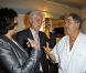 Pierre Perret reçoit Lionel Jospin et Sylviane Agacinski dans sa loge de l'Olympia, le 28 octobre 2011.