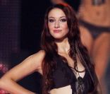 Delphine Wespiser, en maillot de bain deux pièces, lors de l'élection de Miss France 2012, le samedi 3 décembre 2011.