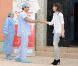 Marie Gillain arrive au service ophtalmologique d'un hôpital de Marrakech, en marge du festival international du film. Le 8 décembre 2011