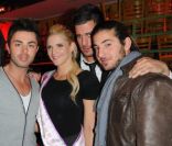 Rudy, Zelko ainsi que Benjamin Godard lors de l'élection de Miss Nationale 2012 à Pau Brasil à Paris, le 18 décembre 2011