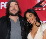 Nicole Scherzinger et Josh Krajcik lors de la conférence de presse de X Factor dans les studios CBS à Los Angeles le 19 décembre 2011