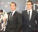 Jean Dujardin, Michel Hazanavicius et le chien Uggie à Berlin, le 3 janvier 2011.