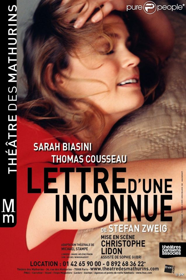 Affiche de la pièce Lettre d'une inconnue 