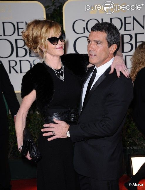 Melanie Griffith et Antonio Banderas aux Golden Globes, le 15 janvier 2012 à Los Angeles.