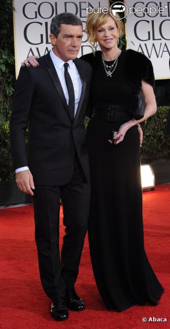 Antonio Banderas et Melanie Griffith aux Golden Globes, le 15 janvier 2012 à Los Angeles.