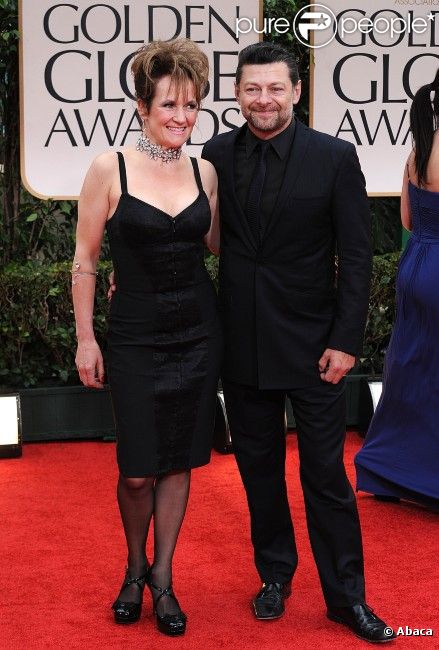 Andy Serkis et sa femme Lorraine aux Golden Globes, le 15 janvier 2012 à Los Angeles.