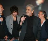 Gilbert Melki, Max Boublil, Enrico Macias et Richard Anconina à la première de La Vérité si je mens 3 au Kinepolis de Lomme dans le nord de la France le 16 janvier 2012  
