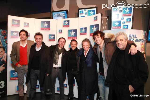Vincent Elbaz, Gilbert Melki, Bruno Solo, José Garcia, Richard Anconina, Max Boublil et Enrico Macias à la première de La Vérité si je mens 3 au Kinepolis de Lomme dans le nord de la France le 16 janvier 2012  