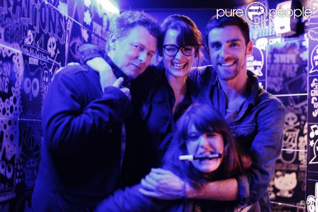 Michel Gondry, Charlotte Le Bon, Paulina Leonor et Grégory Crognier lors de la soirée d'ouverture le 19 janvier 2012 du 114 by Puma Social à Paris