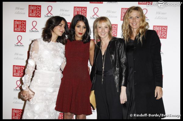 Géraldine Nakache, Leïla Bekhti, Audrey Lamy et Sandrine Kiberlain au Dîner de la mode en faveur du Sidaction, au Pavillon d'Armenonville à Paris, le 26 janvier 2012.