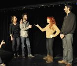 Pierre Palmade en pleine répétition avec son atelier à la Gaîté Montparnasse, le 16 janvier 2012.