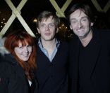 Anne-Elisabeth Blateau, Alex Lutz et Pierre Palmade lors des représentations exceptionnelles de février du spectacle <em>Formule enrichie avec encore plus de Lutz à l\'intérieur</em> aux Folies Bergère à Paris