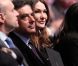 Alain Juppé, François Fillon et Carla Bruni-Sarkozy au grand meeting marseillais de Nicolas Sarkozy, le 19 février 2012.
