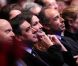 Carla Bruni-Sarkozy, entre François Fillon et Jean-François Copé, au grand meeting marseillais de Nicolas Sarkozy, le 19 février 2012.
