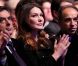 Carla Bruni-Sarkozy, entre François Fillon et Jean-François Copé, au grand meeting marseillais de Nicolas Sarkozy, le 19 février 2012.