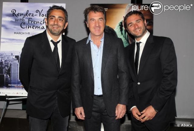 Eric Toledano, François Cluzet et Olivier Nakache lors de l'ouverture du festival Rendez-vous with French Cinema avec la projection d'Intouchables le 1er mars 2012 à New York