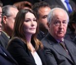 Carla Bruni Sarkozy, Edouard Balladur, François Fillon et Alain Juppé le 11 mars 2012 à Villepinte lors du meeting de Nicolas Sarkozy