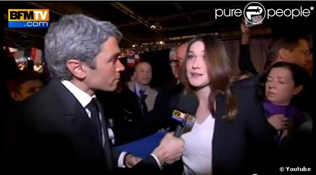 Carla Bruni et les célébrités soutiennent Nicolas Sarkozy lors du meeting de Villepinte le 11 mars 2012