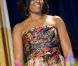 Michelle Obama (habillée par Naeem Khan) lors du traditionnel dîner des correspondants de la Maison Blanche le 28 avril 2012 à Washington DC