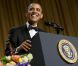 Barack Obama lors du traditionnel dîner des correspondants de la Maison Blanche le 28 avril 2012 à Washington DC