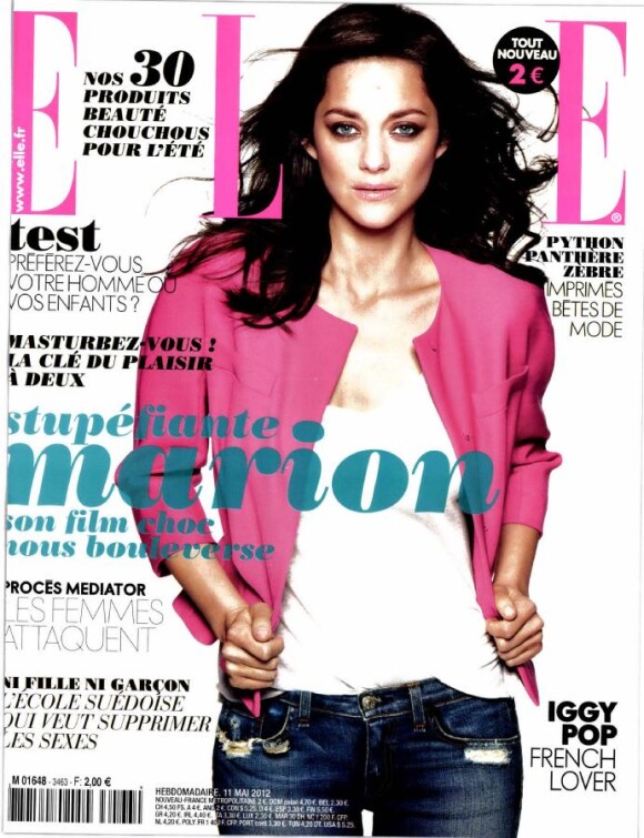 Marion Cotillard, en couverture du magazine Elle du 11 mai 2012