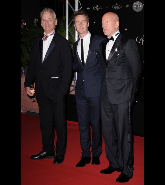 Bill Murray, Edward Norton et Bruce Willis au festival de Cannes le 16 mai 2012