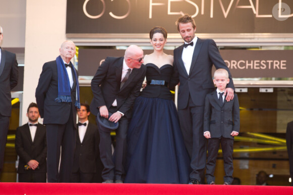 Présentation du film De rouille et d'os au festival de Cannes le 17 mai 2012 avec Jacques Audiard, Marion Cotillard, Matthias Schoenaerts et Armand Verdure