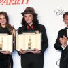 Shailene Woodley et Ezra Miller aux côtés de Sean Penn lors de la remise des Trophées Chopard à Cannes le 17 mai 2012