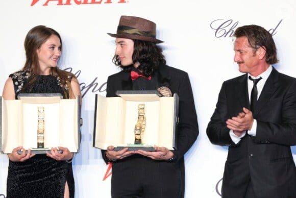 Shailene Woodley, Ezra Miller et Sean Penn lors de la remise des Trophées Chopard à Cannes le 17 mai 2012