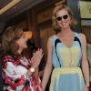 Eva Herzigova inaugure la nouvelle boutique Chopard à Cannes, avec la coprésidente de la maison de joaillierie Caroline Gruosi-Scheufele. Le 18 mai 2012.