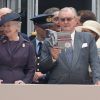 La reine Magrethe et le prince Henrik de Danemark. La reine Elizabeth II, avec son époux le duc d'Edimbourg, des membres de sa famille et ses invités de marque, assistait le 19 mai 2012 à Windsor à la grande parade des forces armées britanniques donnée en l'honneur de son jubilé de diamant.