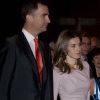 Felipe d'Espagne présidait, avec son épouse Letizia, la cérémonie du 150e anniversaire de la loi notariale en Espagne, le 28 mai 2012 à Madrid.
