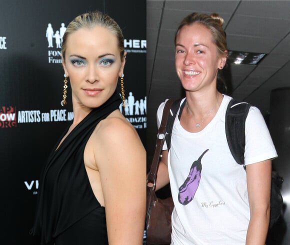 Kristanna Loken lors d'une soirée en juin 2011 à Los Angeles. Une petite année plus tard, l'actrice est photographiée à l'aéroport sans aucun maquillage, en mai 2012.