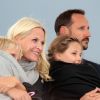 Mette-Marit, le prince héritier Haakon et leurs enfants Ingrid et Sverre, lors de la célébration des 75 ans de Harald V de Norvège et de Sonja de Norvège le 31 mai 2012 à Oslo