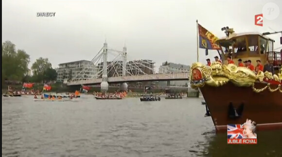 Proue de la Barge Royale, le 3 juin 2012, sur la Tamise.