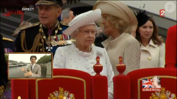 La reine Elizabeth II lors du deuxième jour de son jubilé de diamant, le dimanche 3 juin 2012.