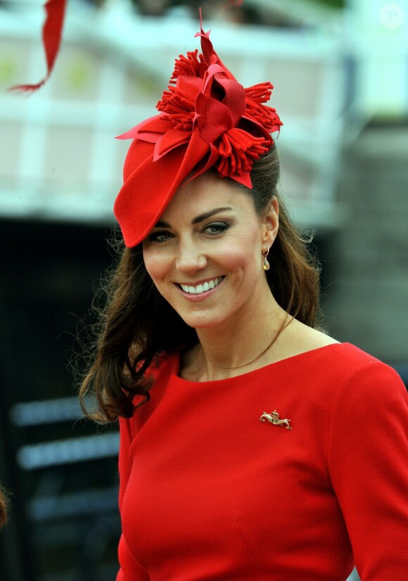 La duchesse de Cambridge, à Londres, à l'occasion de la grande parade organisée pour le jubilé de diamant de la reine Elizabeth II, le 3 juin 2012.