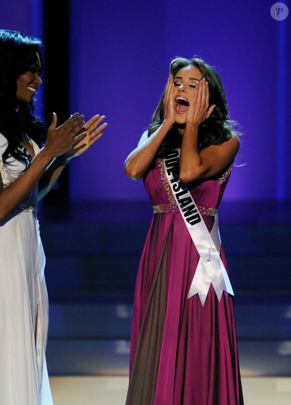 Le choc de l'annonce ! Olivia Culpo, Miss Rhode Island, devient Miss USA 2012. Las Vegas, le 3 juin 2012.