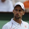 Novak Djokovic lors de sa victoire en quart de finale face à Jo-Wilfried Tsonga à Roland-Garros le 5 juin 2012 (6-1, 5-7, 5-7, 7-6, 6-1)