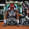 Jo-Wilfried Tsonga le 5 juin 2012 lors de son match perdu face à Novak Djokovic en quart de finale à Roland-Garros (6-1, 5-7, 5-7, 7-6, 6-1)