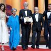 Michael Haneke reçoit la Palme d'or pour Amour, lors du Festival de Cannes en mai 2012.