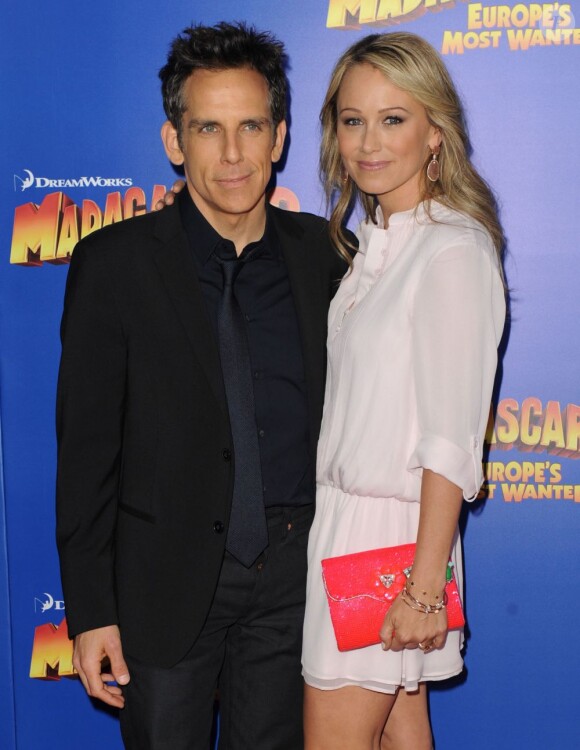 Ben Stiller et sa femme lors de la première du film Madagascar 3 à New York le 7 juin 2012
