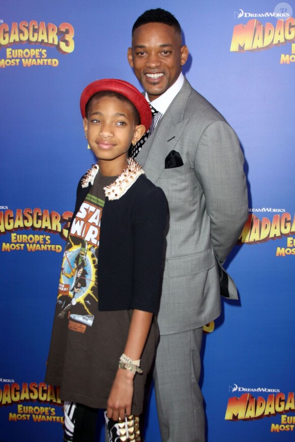 Willow Smith et son père Will lors de la première du film Madagascar 3 à New York le 7 juin 2012