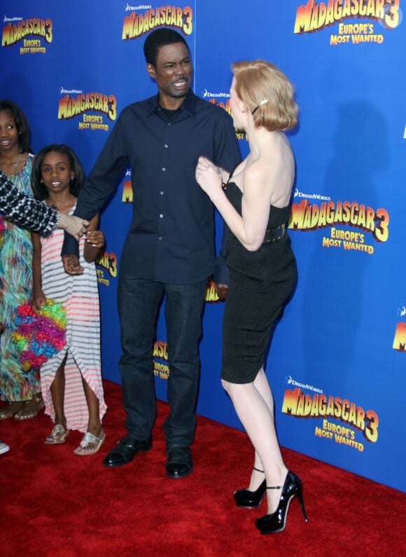 Chris Rock et Jessica Chastain lors de la première du film Madagascar 3 à New York le 7 juin 2012
