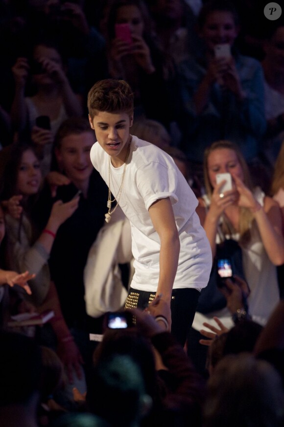 Justin Bieber lors de la finale de Germany's Next Top Model à Cologne. Le 7 juin 2012.