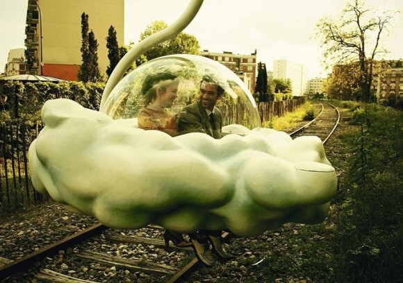 Audrey Tautou et Romain Duris sur un nuage dans L'Écume des jours de Michel Gondry.