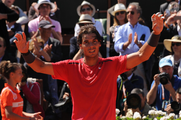 Rafael Nadal vainqueur lors de la demi-finale hommes du tournoi de tennis de Roland Garros le vendredi 8 juin 2012
