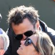  Anne-Sophie Lapix et son mari Arthur Sadoun, fous d'amour, lors de la demi-finale hommes le vendredi 8 juin 2012 à Roland Garros 