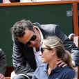  Anne-Sophie Lapix et son mari Arthur Sadoun lors de la demi-finale hommes le vendredi 8 juin 2012 à Roland Garros  
